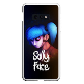 Чехол для Samsung S10E с принтом SALLY FACE в Петрозаводске, Силикон | Область печати: задняя сторона чехла, без боковых панелей | blue | face | fisher | game | games | gizmo | hair | larry | mask | sally | волосы | гизмо | голубые | игра | игры | ларри | маска | протез | сали | салли | синие | синий | триллер | ужасы | фейс | фишер | фэйс | хоррор