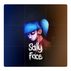 Магнитный плакат 3Х3 с принтом SALLY FACE в Петрозаводске, Полимерный материал с магнитным слоем | 9 деталей размером 9*9 см | Тематика изображения на принте: blue | face | fisher | game | games | gizmo | hair | larry | mask | sally | волосы | гизмо | голубые | игра | игры | ларри | маска | протез | сали | салли | синие | синий | триллер | ужасы | фейс | фишер | фэйс | хоррор