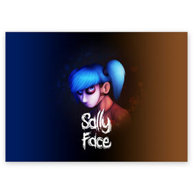 Поздравительная открытка с принтом SALLY FACE в Петрозаводске, 100% бумага | плотность бумаги 280 г/м2, матовая, на обратной стороне линовка и место для марки
 | blue | face | fisher | game | games | gizmo | hair | larry | mask | sally | волосы | гизмо | голубые | игра | игры | ларри | маска | протез | сали | салли | синие | синий | триллер | ужасы | фейс | фишер | фэйс | хоррор