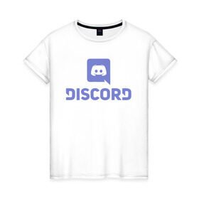 Женская футболка хлопок с принтом Discord в Петрозаводске, 100% хлопок | прямой крой, круглый вырез горловины, длина до линии бедер, слегка спущенное плечо | дискорд | игры | связь | скайп