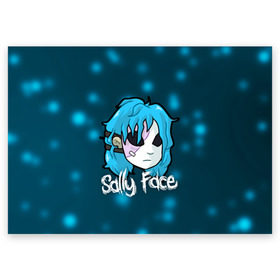 Поздравительная открытка с принтом Sally Face в Петрозаводске, 100% бумага | плотность бумаги 280 г/м2, матовая, на обратной стороне линовка и место для марки
 | blue | face | fisher | game | games | gizmo | hair | larry | mask | sally | волосы | гизмо | голубые | игра | игры | ларри | маска | протез | сали | салли | синие | синий | триллер | ужасы | фейс | фишер | фэйс | хоррор