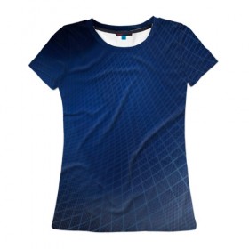 Женская футболка 3D с принтом Сеть в Петрозаводске, 100% полиэфир ( синтетическое хлопкоподобное полотно) | прямой крой, круглый вырез горловины, длина до линии бедер | blue | net | web | квадраты | клетка | паутина | сетка | сеть | синий