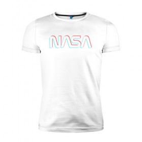 Мужская футболка премиум с принтом NASA GLITCH в Петрозаводске, 92% хлопок, 8% лайкра | приталенный силуэт, круглый вырез ворота, длина до линии бедра, короткий рукав | galaxy | nasa | space | space company | star | астрономия | галактика | звезды | космическая компания | космос | наса