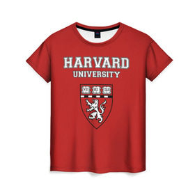 Женская футболка 3D с принтом HARVARD в Петрозаводске, 100% полиэфир ( синтетическое хлопкоподобное полотно) | прямой крой, круглый вырез горловины, длина до линии бедер | гарвард | колледж | студентики | студенты | университет | школа