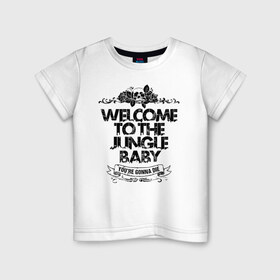 Детская футболка хлопок с принтом Welcome to the Jungle в Петрозаводске, 100% хлопок | круглый вырез горловины, полуприлегающий силуэт, длина до линии бедер | 80s | 80е | axl | duff | guns n roses | rock | slash
