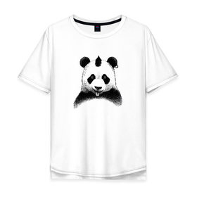 Мужская футболка хлопок Oversize с принтом Панда Панк в Петрозаводске, 100% хлопок | свободный крой, круглый ворот, “спинка” длиннее передней части | panda | рок