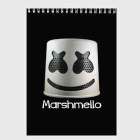 Скетчбук с принтом Marshmello в Петрозаводске, 100% бумага
 | 48 листов, плотность листов — 100 г/м2, плотность картонной обложки — 250 г/м2. Листы скреплены сверху удобной пружинной спиралью | marshmello | диджей | клуб | клубная музыка | маршмеллоу | маршмэлло | маршмэллоу | музыка | электронная