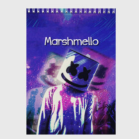 Скетчбук с принтом Marshmello в Петрозаводске, 100% бумага
 | 48 листов, плотность листов — 100 г/м2, плотность картонной обложки — 250 г/м2. Листы скреплены сверху удобной пружинной спиралью | marshmello | диджей | клуб | клубная музыка | маршмеллоу | маршмэлло | маршмэллоу | музыка | электронная