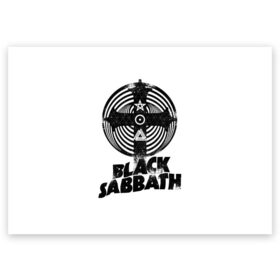 Поздравительная открытка с принтом Black Sabbath в Петрозаводске, 100% бумага | плотность бумаги 280 г/м2, матовая, на обратной стороне линовка и место для марки
 | Тематика изображения на принте: black sabbath | hard rock | heavy metal | блэк сабат | группы | метал | музыка | оззи осборн | рок | хард рок | хэви метал