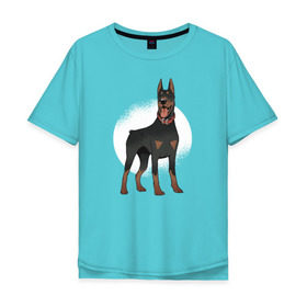 Мужская футболка хлопок Oversize с принтом Доберман в Петрозаводске, 100% хлопок | свободный крой, круглый ворот, “спинка” длиннее передней части | doberman | dobermann | dog | доберман | собака | собаки