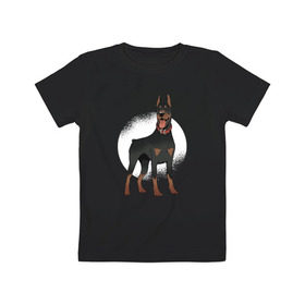 Детская футболка хлопок с принтом Доберман в Петрозаводске, 100% хлопок | круглый вырез горловины, полуприлегающий силуэт, длина до линии бедер | doberman | dobermann | dog | доберман | собака | собаки