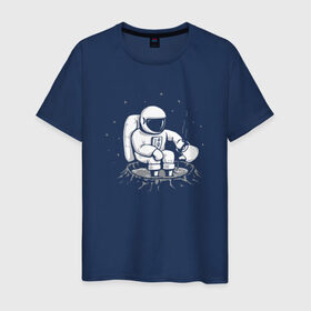 Мужская футболка хлопок с принтом Как Согреться на Луне в Петрозаводске, 100% хлопок | прямой крой, круглый вырез горловины, длина до линии бедер, слегка спущенное плечо. | астронавт | вселенная | звезды | космонавт | космос | луна | планета | простуда | юмор