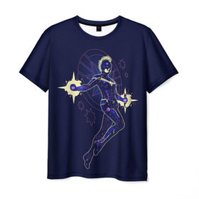 Мужская футболка 3D с принтом STARFORCE (Captain Marvel) в Петрозаводске, 100% полиэфир | прямой крой, круглый вырез горловины, длина до линии бедер | 