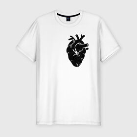 Мужская футболка премиум с принтом Heart Space в Петрозаводске, 92% хлопок, 8% лайкра | приталенный силуэт, круглый вырез ворота, длина до линии бедра, короткий рукав | анатомия | астронавт | вселенная | звезды | космонавт | космос | сердце