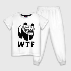 Детская пижама хлопок с принтом Панда троллфейс в Петрозаводске, 100% хлопок |  брюки и футболка прямого кроя, без карманов, на брюках мягкая резинка на поясе и по низу штанин
 | trollface | wtf | лицо | мишка | тролль