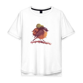 Мужская футболка хлопок Oversize с принтом Воробей Турист в Петрозаводске, 100% хлопок | свободный крой, круглый ворот, “спинка” длиннее передней части | палатка | птенец | птица | птичка | путешествие | рюкзак | туризм