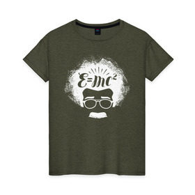 Женская футболка хлопок с принтом E=MC2 в Петрозаводске, 100% хлопок | прямой крой, круглый вырез горловины, длина до линии бедер, слегка спущенное плечо | 