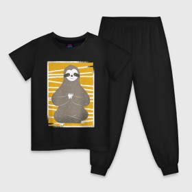 Детская пижама хлопок с принтом Ленивец Йога в Петрозаводске, 100% хлопок |  брюки и футболка прямого кроя, без карманов, на брюках мягкая резинка на поясе и по низу штанин
 | sloth | yoga | йога | ленивец | фитнес