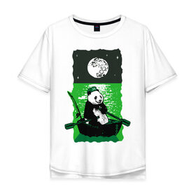 Мужская футболка хлопок Oversize с принтом Панда в Океане в Петрозаводске, 100% хлопок | свободный крой, круглый ворот, “спинка” длиннее передней части | 
