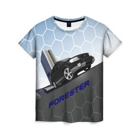 Женская футболка 3D с принтом Subaru Forester SF5 в Петрозаводске, 100% полиэфир ( синтетическое хлопкоподобное полотно) | прямой крой, круглый вырез горловины, длина до линии бедер | auto | forester | jdm | sf5 | subaru | subaru forester | субару | форестер