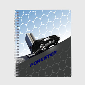 Тетрадь с принтом Subaru Forester SF5 в Петрозаводске, 100% бумага | 48 листов, плотность листов — 60 г/м2, плотность картонной обложки — 250 г/м2. Листы скреплены сбоку удобной пружинной спиралью. Уголки страниц и обложки скругленные. Цвет линий — светло-серый
 | Тематика изображения на принте: auto | forester | jdm | sf5 | subaru | subaru forester | субару | форестер
