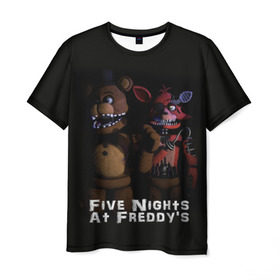 Мужская футболка 3D с принтом Five Nights At Freddy`s в Петрозаводске, 100% полиэфир | прямой крой, круглый вырез горловины, длина до линии бедер | five nights at freddys | foxy | аниматроники | игра | компьютерная игра | робот | фокси | фредди | чика