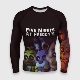 Мужской рашгард 3D с принтом Five Nights At Freddys в Петрозаводске,  |  | five nights at freddys | foxy | аниматроники | игра | компьютерная игра | робот | фокси | фредди | чика