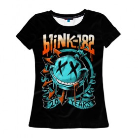 Женская футболка 3D с принтом Blink 182 в Петрозаводске, 100% полиэфир ( синтетическое хлопкоподобное полотно) | прямой крой, круглый вырез горловины, длина до линии бедер | punk | группы | кролик | музыка | панк