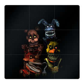 Магнитный плакат 3Х3 с принтом Five Nights At Freddys в Петрозаводске, Полимерный материал с магнитным слоем | 9 деталей размером 9*9 см | five nights at freddys | foxy | аниматроники | игра | компьютерная игра | робот | фокси | фредди | чика