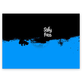 Поздравительная открытка с принтом Sally Face в Петрозаводске, 100% бумага | плотность бумаги 280 г/м2, матовая, на обратной стороне линовка и место для марки
 | blue | face | fisher | game | games | gizmo | hair | larry | mask | sally | волосы | гизмо | голубые | игра | игры | ларри | маска | протез | сали | салли | синие | синий | триллер | ужасы | фейс | фишер | фэйс | хоррор