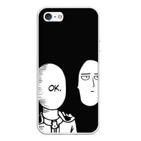 Чехол для iPhone 5/5S матовый с принтом Saitama (One-Punch Man) в Петрозаводске, Силикон | Область печати: задняя сторона чехла, без боковых панелей | man | one punch | saitama | ванпач | ванпачмен | генос