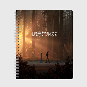 Тетрадь с принтом Life is Strange в Петрозаводске, 100% бумага | 48 листов, плотность листов — 60 г/м2, плотность картонной обложки — 250 г/м2. Листы скреплены сбоку удобной пружинной спиралью. Уголки страниц и обложки скругленные. Цвет линий — светло-серый
 | caulfield | chloe price | game | kate marsh | life | life is strange | life is strange: before the storm | max | strange | две луны | игры | кейт марш | колфилд | макс | подростки | студенты