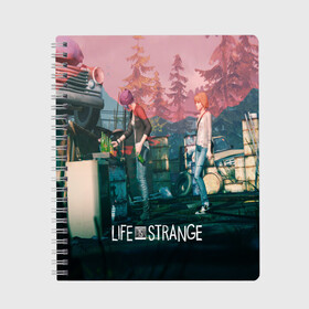 Тетрадь с принтом Life is Strange в Петрозаводске, 100% бумага | 48 листов, плотность листов — 60 г/м2, плотность картонной обложки — 250 г/м2. Листы скреплены сбоку удобной пружинной спиралью. Уголки страниц и обложки скругленные. Цвет линий — светло-серый
 | caulfield | chloe price | game | kate marsh | life | life is strange | life is strange: before the storm | max | strange | две луны | игры | кейт марш | колфилд | макс | подростки | студенты