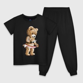 Детская пижама хлопок с принтом Nasty bear в Петрозаводске, 100% хлопок |  брюки и футболка прямого кроя, без карманов, на брюках мягкая резинка на поясе и по низу штанин
 | медведь | мишка | плюшевый | селфи | тедди