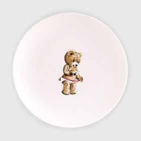 Тарелка с принтом Nasty bear в Петрозаводске, фарфор | диаметр - 210 мм
диаметр для нанесения принта - 120 мм | медведь | мишка | плюшевый | селфи | тедди