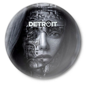Значок с принтом Detroit become human в Петрозаводске,  металл | круглая форма, металлическая застежка в виде булавки | 2038 | become | connor | dbh | human | kara | андроид | девиант | детройт | кара | квест | коннор | маркус