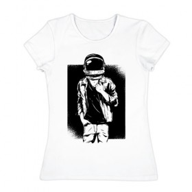 Женская футболка хлопок с принтом Астронавт в Петрозаводске, 100% хлопок | прямой крой, круглый вырез горловины, длина до линии бедер, слегка спущенное плечо | астронавт | космонавт | космос