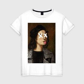 Женская футболка хлопок с принтом Raphael в Петрозаводске, 100% хлопок | прямой крой, круглый вырез горловины, длина до линии бедер, слегка спущенное плечо | рафаэль санти
