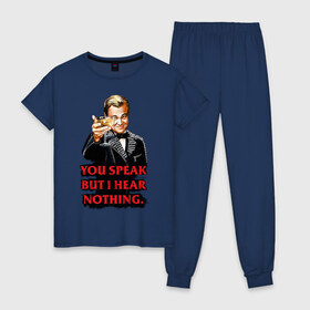 Женская пижама хлопок с принтом Gatsby в Петрозаводске, 100% хлопок | брюки и футболка прямого кроя, без карманов, на брюках мягкая резинка на поясе и по низу штанин | leonardo dicaprio | the great gatsby | великий гэтсби | леонардо дикаприо