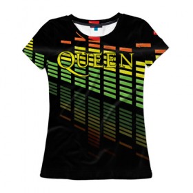 Женская футболка 3D с принтом Queen в Петрозаводске, 100% полиэфир ( синтетическое хлопкоподобное полотно) | прямой крой, круглый вырез горловины, длина до линии бедер | queen | брайан мэи | британская | группа | джон дикон | королева | роджер тейлор | рок | фредди меркьюри