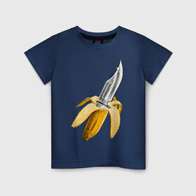 Детская футболка хлопок с принтом BANANA в Петрозаводске, 100% хлопок | круглый вырез горловины, полуприлегающий силуэт, длина до линии бедер | banana | knife | pop art | банан | нож | оружие | поп арт