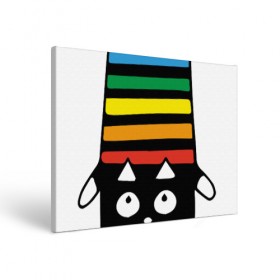 Холст прямоугольный с принтом Rainbow cat в Петрозаводске, 100% ПВХ |  | Тематика изображения на принте: black | cat | cool | creative | dark | design | halloween | hype | kitten | rainbow | vanguard | авангард | дизайн | кот | котенок | кошка | креатив | круто | радуга | темный | хайп | хэллоуин | черный