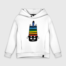 Детское худи Oversize хлопок с принтом Rainbow cat в Петрозаводске, френч-терри — 70% хлопок, 30% полиэстер. Мягкий теплый начес внутри —100% хлопок | боковые карманы, эластичные манжеты и нижняя кромка, капюшон на магнитной кнопке | Тематика изображения на принте: black | cat | cool | creative | dark | design | halloween | hype | kitten | rainbow | vanguard | авангард | дизайн | кот | котенок | кошка | креатив | круто | радуга | темный | хайп | хэллоуин | черный