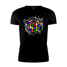 Мужская футболка премиум с принтом Кубик Рубика в Петрозаводске, 92% хлопок, 8% лайкра | приталенный силуэт, круглый вырез ворота, длина до линии бедра, короткий рукав | mathematica | магия. формулы | математик | математика | наука | технарь