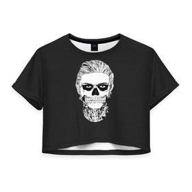Женская футболка 3D укороченная с принтом Tate Langdon в Петрозаводске, 100% полиэстер | круглая горловина, длина футболки до линии талии, рукава с отворотами | ahs | american horror story | langdon | tate | аиу | американская история ужасов | тейт
