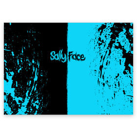 Поздравительная открытка с принтом SALLY FACE в Петрозаводске, 100% бумага | плотность бумаги 280 г/м2, матовая, на обратной стороне линовка и место для марки
 | face | game | horror | sally | sally face | игра | мальчик с протезом | салли | салли фейс | ужасы