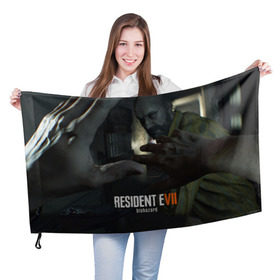 Флаг 3D с принтом Resident Evil 7 BIOHAZARD в Петрозаводске, 100% полиэстер | плотность ткани — 95 г/м2, размер — 67 х 109 см. Принт наносится с одной стороны | biohazard | biohazard 7 | crocodile | fang | game | hand | monster | new umbrella | resident evil | resident evil 7 | umbrella | umbrella corp | umbrella corporation | zombie