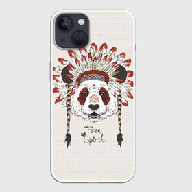 Чехол для iPhone 13 с принтом Free spirit в Петрозаводске,  |  | free | spiri | белый | взгляд | голова | графика | дикий | дух | животное | индеец | ирокез | картинка | косы | красивый | крутой | лучший | мода | модный | молодёжная | орнамент | панда | перья | природа