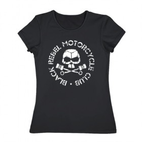 Женская футболка хлопок с принтом Black Rebel Motorcycle Club в Петрозаводске, 100% хлопок | прямой крой, круглый вырез горловины, длина до линии бедер, слегка спущенное плечо | black rebel motorcycle club | brmc | rock | группы | инди | музыка | рок | рок н ролл