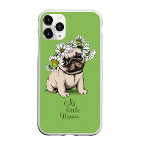 Чехол для iPhone 11 Pro Max матовый с принтом My little hippie в Петрозаводске, Силикон |  | breed | dog | hippie | kid | little | my | pug | puppy | wreath | венок | графика | зелёный | картинка | красивый | крутой | лучший | маленький | малыш | мода | модный | мой | молодёжная | мопс | порода | рисунок | ромашки | собака